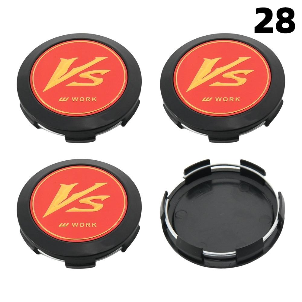 4 PZ 64MM Diametro Esterno / 62MM Diametro Interno Tappo Per Cerchi WORK EMOTION EQUIP MEISTER Logo VS & WORK Tappo Centrale Ruota Copri Ruota Auto Sportiva Tappi Mozzo