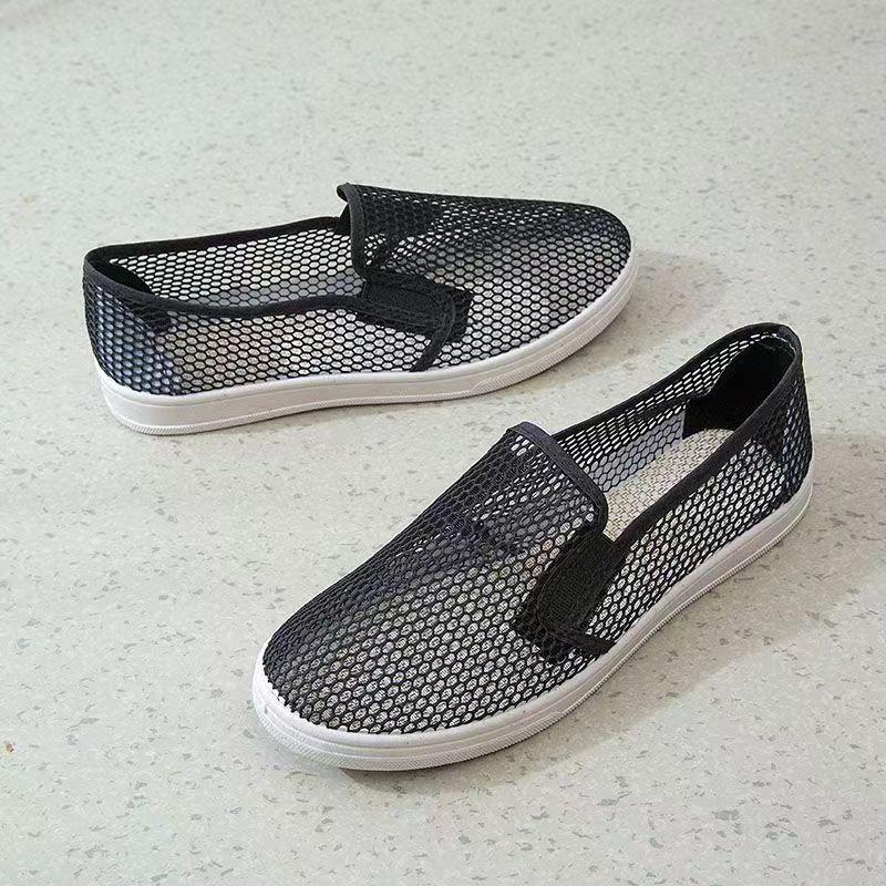 Sandaler Dam Sommar Mode Webbplats Beijing Andningsbara Meshskor Platta och Bekväma Arbetsskor