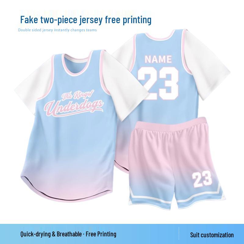 Unisex basketbalový dresový set s falešným dvoudílným designem