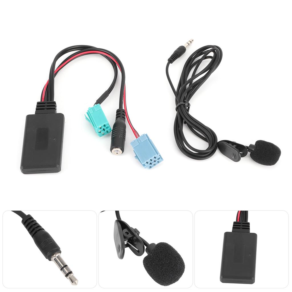 6Pin Bluetooth Audio Cable Car Stereo AUX?IN Adapter with Microphone Fit for ClioEspaceMegane