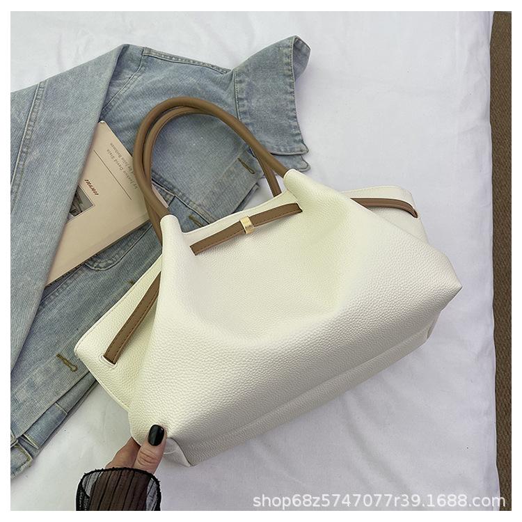 Korean version of popular pleated tote bag women's 2025 new large-capacity simple casual high-end shoulder handbag