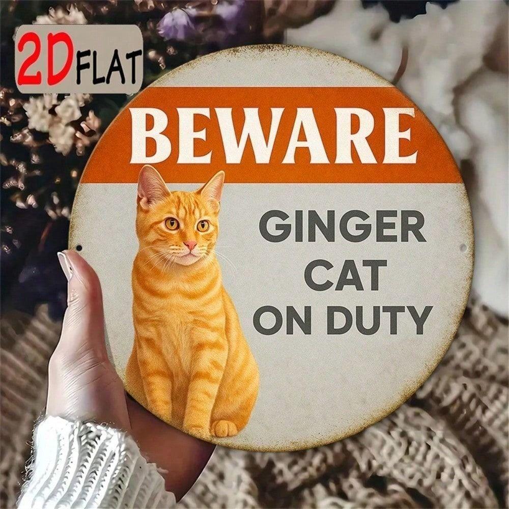 Rustic Red Cat Metal Wall Art Garden Sign Outdoor Decor