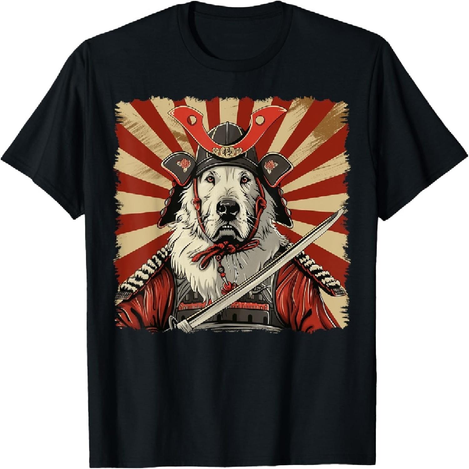 Great Pyrenees Dog Japanese Art Samurai Ukiyo-e Vintage T-Shirt XXXXXL разноцветный