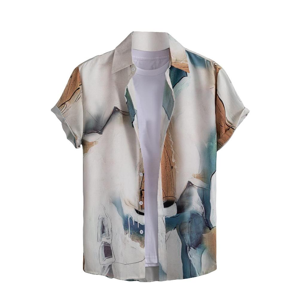 Letnia Moda Codzienna Wakacyjna Koszula Plażowa T-shirt Retro Krótki Rękaw Uliczna Wakacyjna Outdoor Koszula Męska i Damska