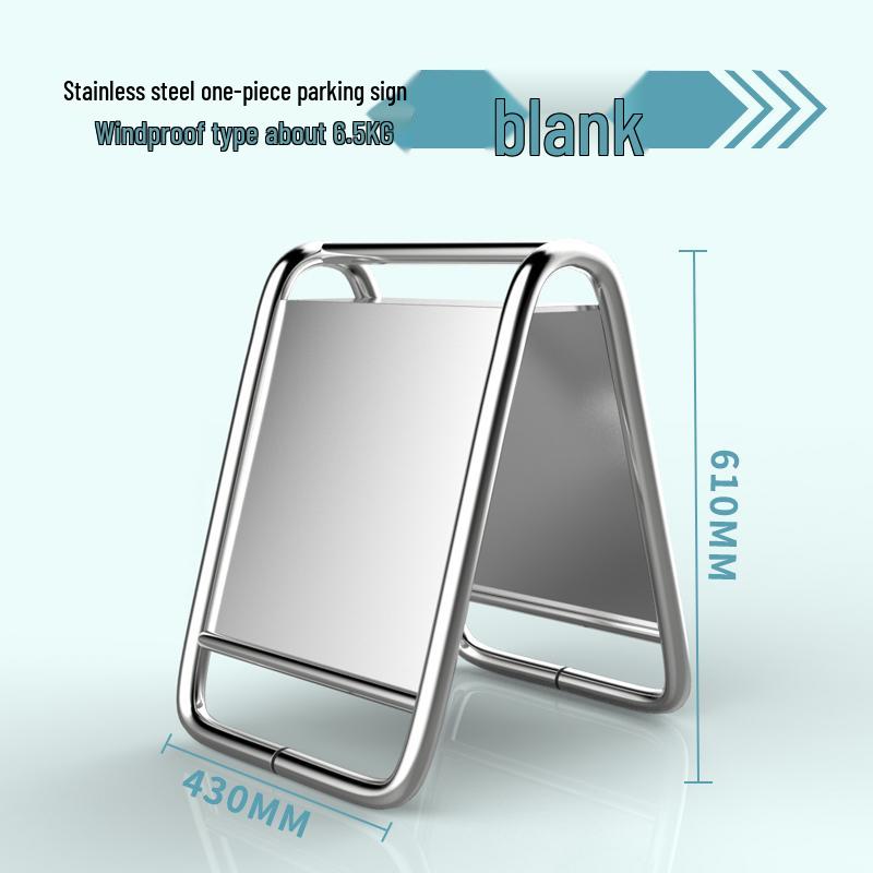 Stainless Steel No Parking, Caution Slippery, A-Frame Folding Sign
