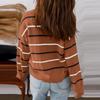 Women's Casual Color Striped Pullover Long Sleeve Loose Sweater