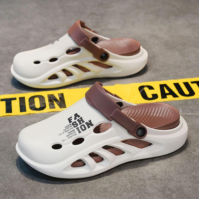 

Мужские уличные сандалии, тапочки, пляжные сабо на толстой мягкой подошве, мужская повседневная обувь, садовая обувь, мужские пляжные сандалии 41-42EU/CN42-43 коричневый