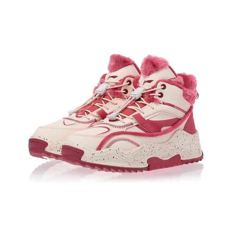 Li Ning X Disney Comfortable Non-Slip Shock Absorbing Durable Kids Casual Shoes Kids Shoes Pink Apricot YKCR190-24