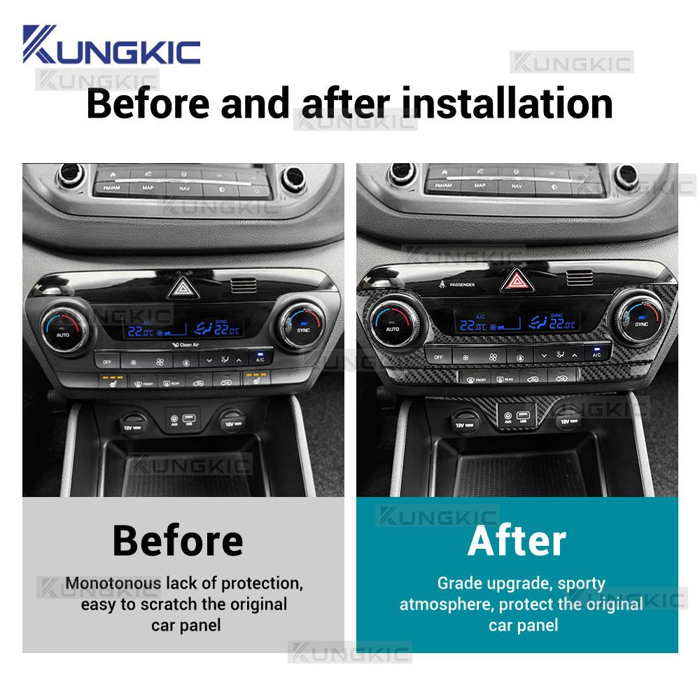 Carbon Fiber Center Air Conditioning Panel Sticker for Hyundai Tucson 2015-2020 Interior Accessories