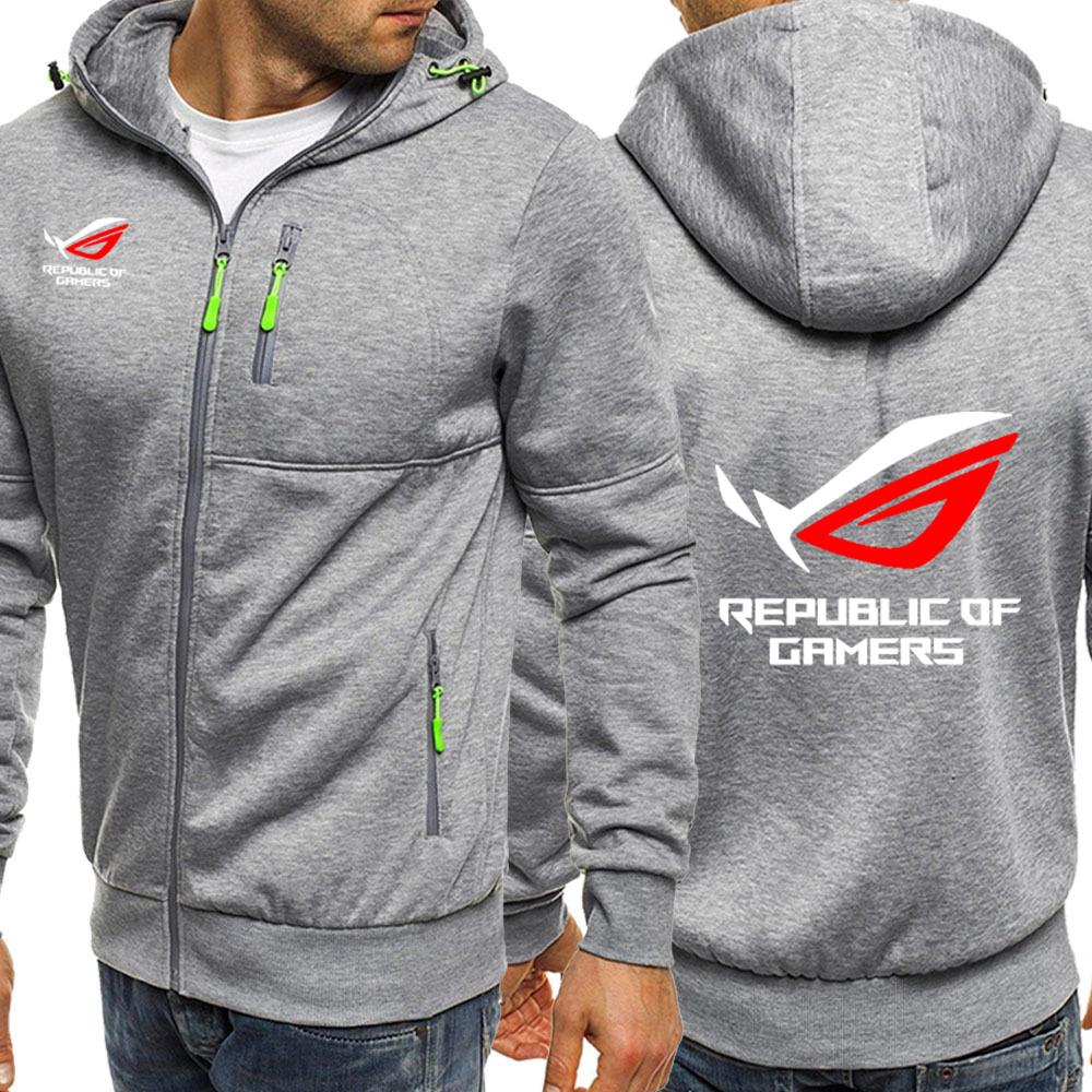 2026 Unisex High Street Fashion Coat Spring And Autumn Loose And Comfortable Hoodies Men's ROG Republic Of Gamers Logo Print Jacket