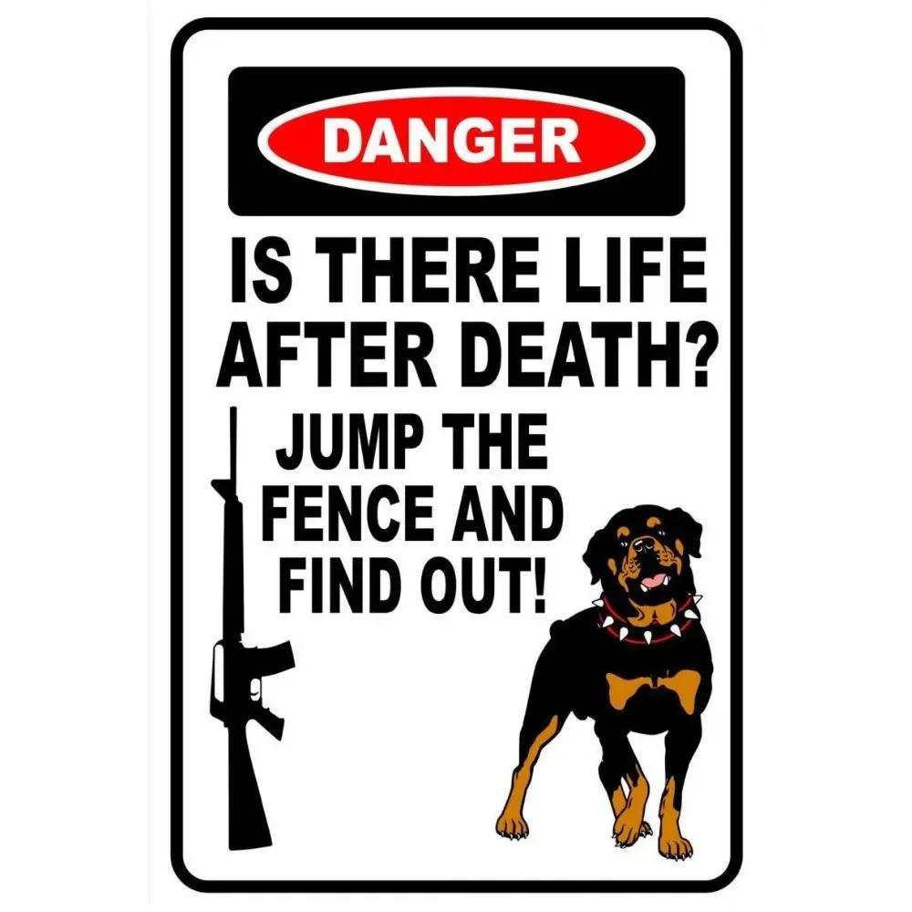 Cartello in Metallo Rottweiler Attenzione ai Cani, Sicurezza, Avviso, Cartello Cane da Guardia