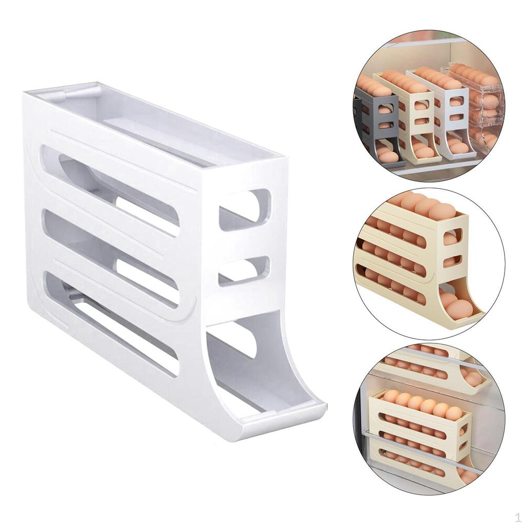 4 Tier Egg Tray for 30 Eggs Rolling Dispenser Automatically Fridge Container