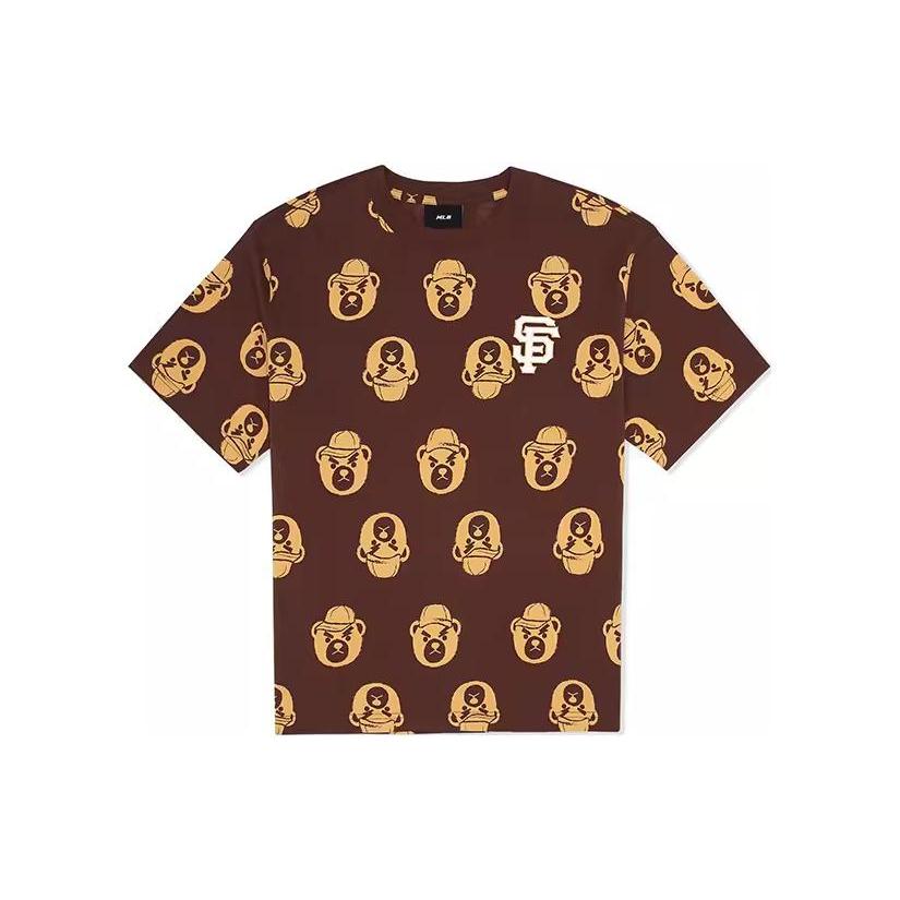 MLB T Shirts Unisex Brown Crew Neck Moderate Straight Fit 3ATSEC733-14BRS XS