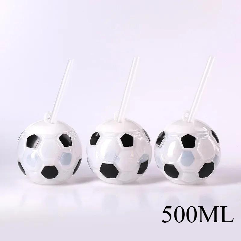 1-5PCS Plastic Cup with Straw Cartoon Juice Milk Tea Cup Football Baseball Party Water Drink Cup for Adults Fun Decor