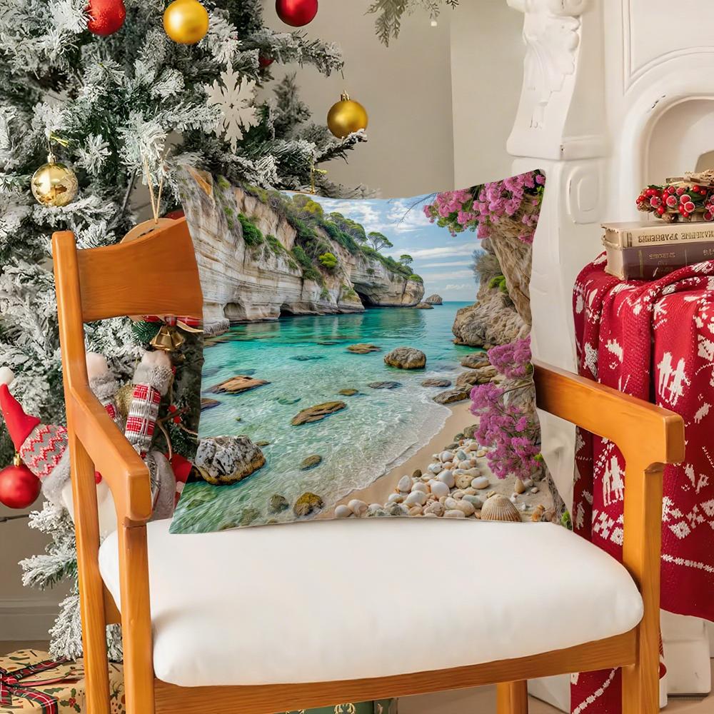 Ocean  Floral Fantasy Pillow Case Silky elegant Comfort Sofa Bed Invisible zipper