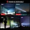 LETMY Tactical Flashlight S2000-2 Pack Bright Military Grade LED Flashlights High Lumens - Portable Handheld Flash Light, 5 Modes Zoomable Waterproof
