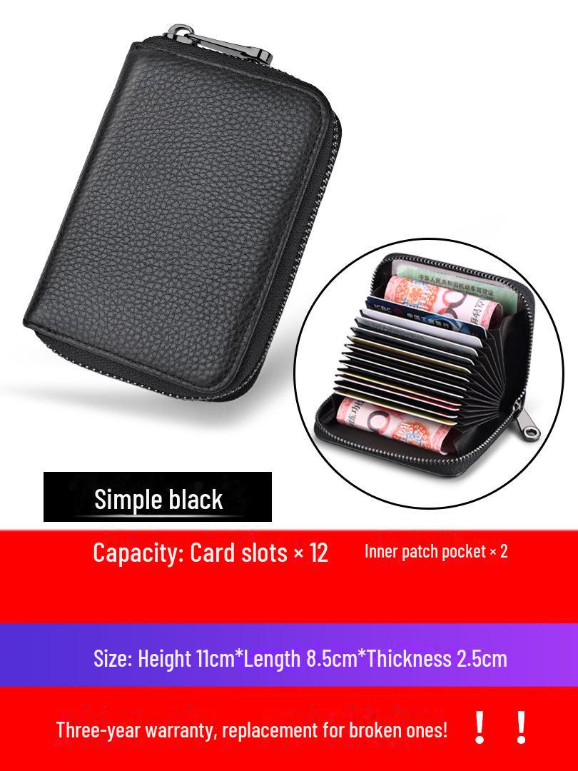 

Держатель для RFID-карт из натуральной кожи с защитой от кражи и застежкой-молнией для мужчин и женщин