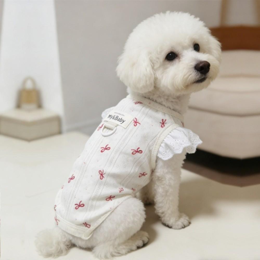 Bow Print Dog T-Shirt Breathable Summer Pet Vest Fashion Dog Pajamas  Spring Summer Season