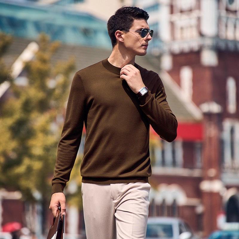 Men's Thickened Wool Sweater, Machine Washable, Solid Color - W9310 (Autumn/Winter)