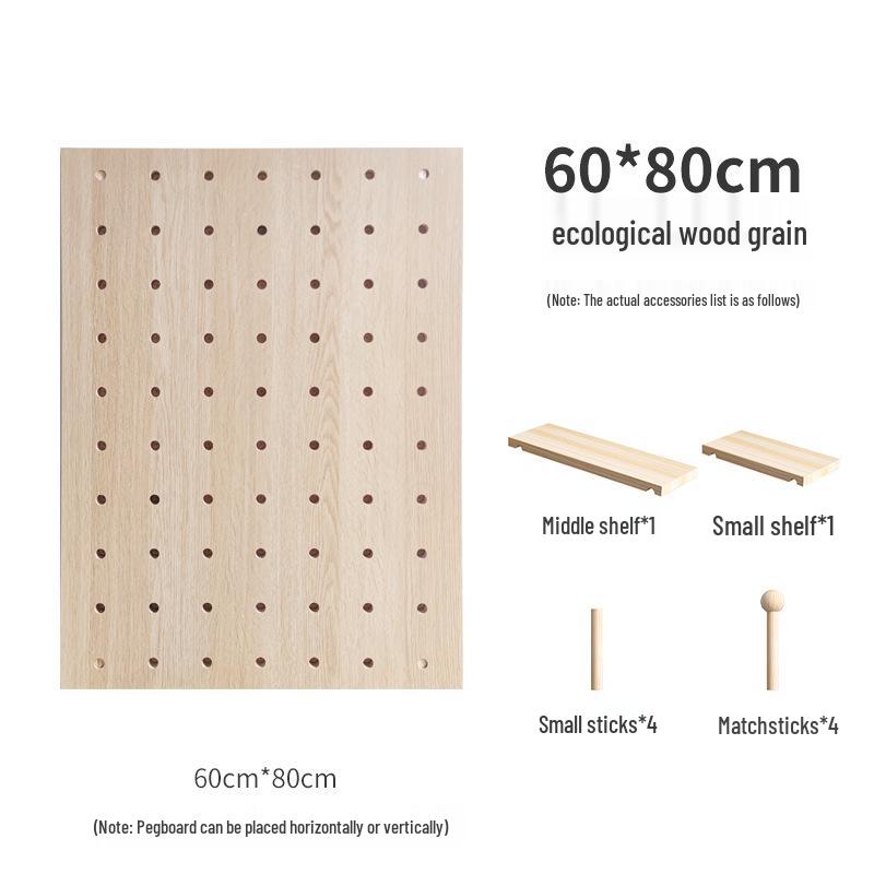 Solid Wood Pegboard Rack: Wall-Mounted & Desktop Storage Display for Entrance Hallway