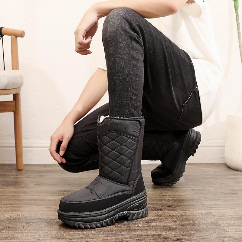 Winter men's snow boots fleece snow-proof non-slip cotton shoes outdoor high-top boots labor insurance cotton shoes
