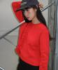 Ronron Heart Point Ruffle Knit Cardigan Red