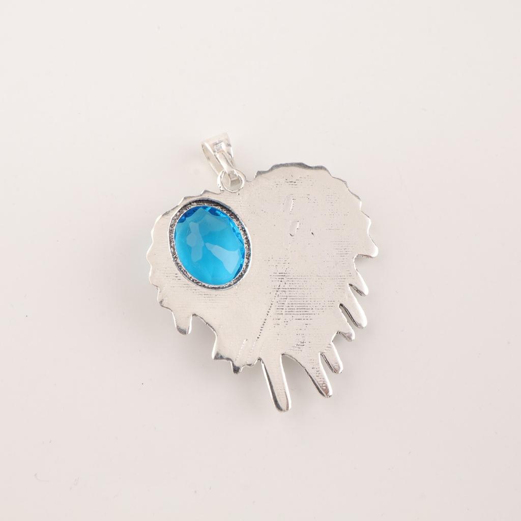 Swiss Blue Topaz Gemstone 925 Sterling Silver Jewelry Pendant 1.49" Gift For Mom CP-28-8