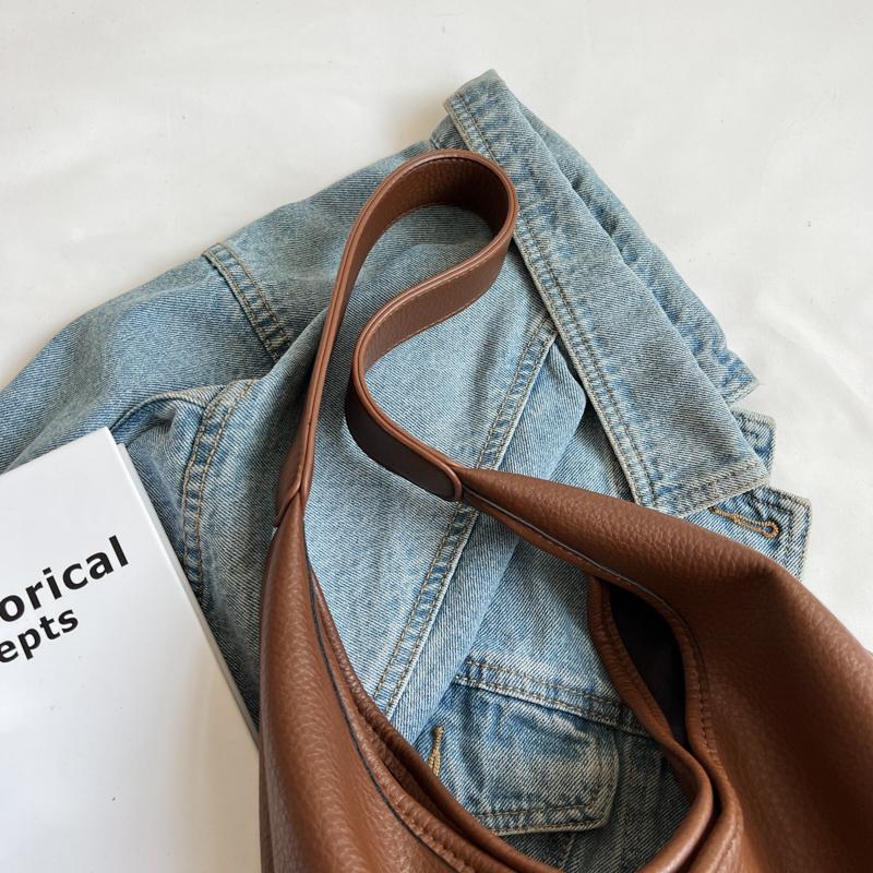 Prosty modny zestaw toreb na ramię z miękkiej skóry w jednolitym kolorze, duża pojemność, torba na zakupy dla kobiet