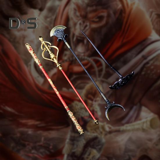 4 Teile/satz Wukong Goldene Knüppel Rake Staff Kit Geschnitzte Reise in den Westen Charakter Waffe Ruyi Jingu Bang Monkey King Bar Golden Hoop Stick Modell
