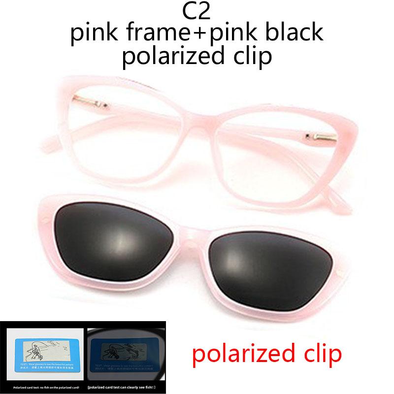 2 In 1 Spring Metal Hinge Magnetic Snap-on Sunglasses Polarized Clip Night Vision Glasses Nearsighted Sunglasses Cat Eye