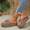 Summer Holiday Printing Women Slippers Vacation Travel Beach Double-buckle Sandals Platform Home Slippers Plus Size 42