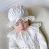 Newborn Baby Hat Lace Brim Rounded Top Solid Color Lace-up Beanie Hat Sun-Protection Accessories Cute Infant Cotton Bonnet Summer