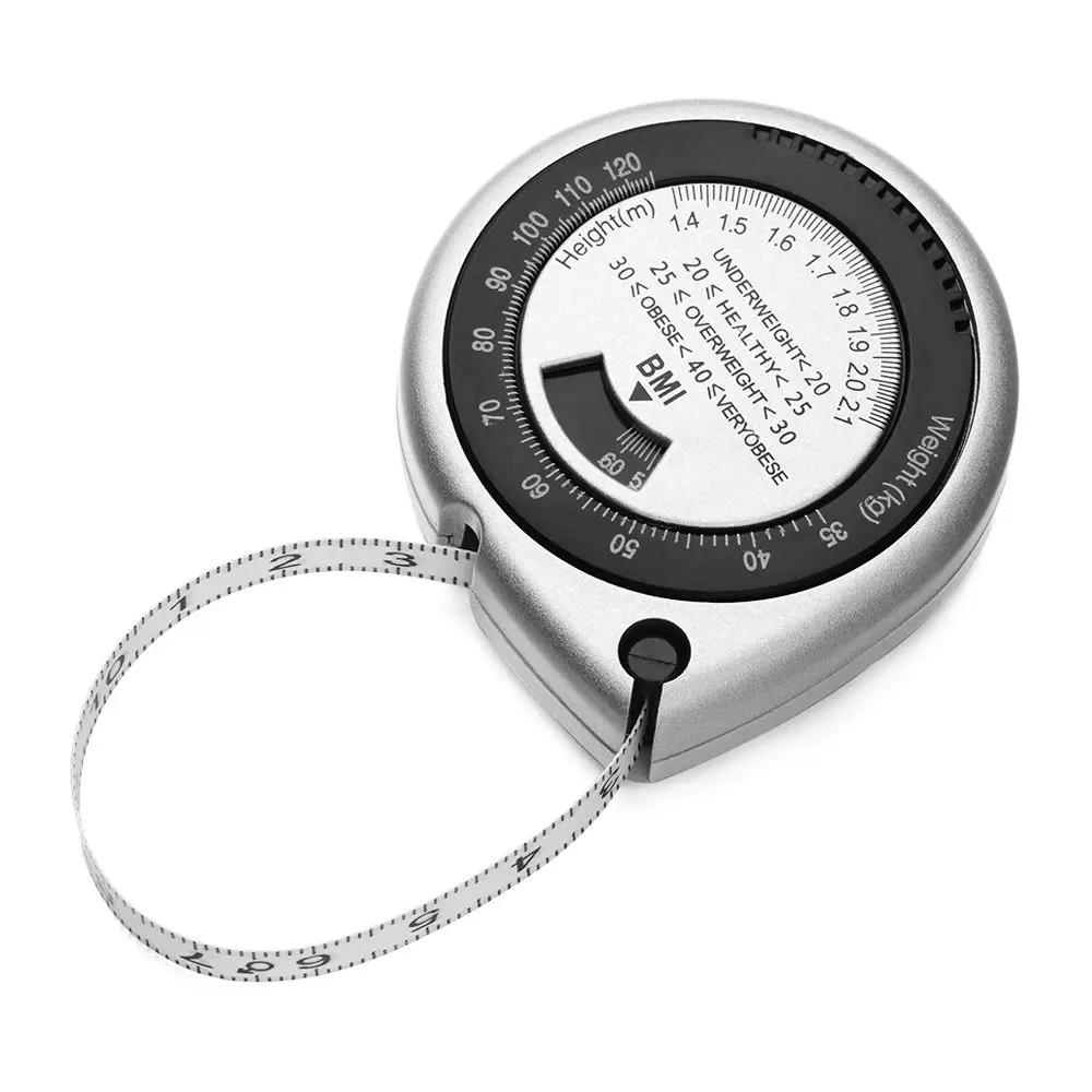 Push-Button Retract Fitness Calculator Weight Loss Muscle Measuring Tape Ruler Body Mass Measure 150cm