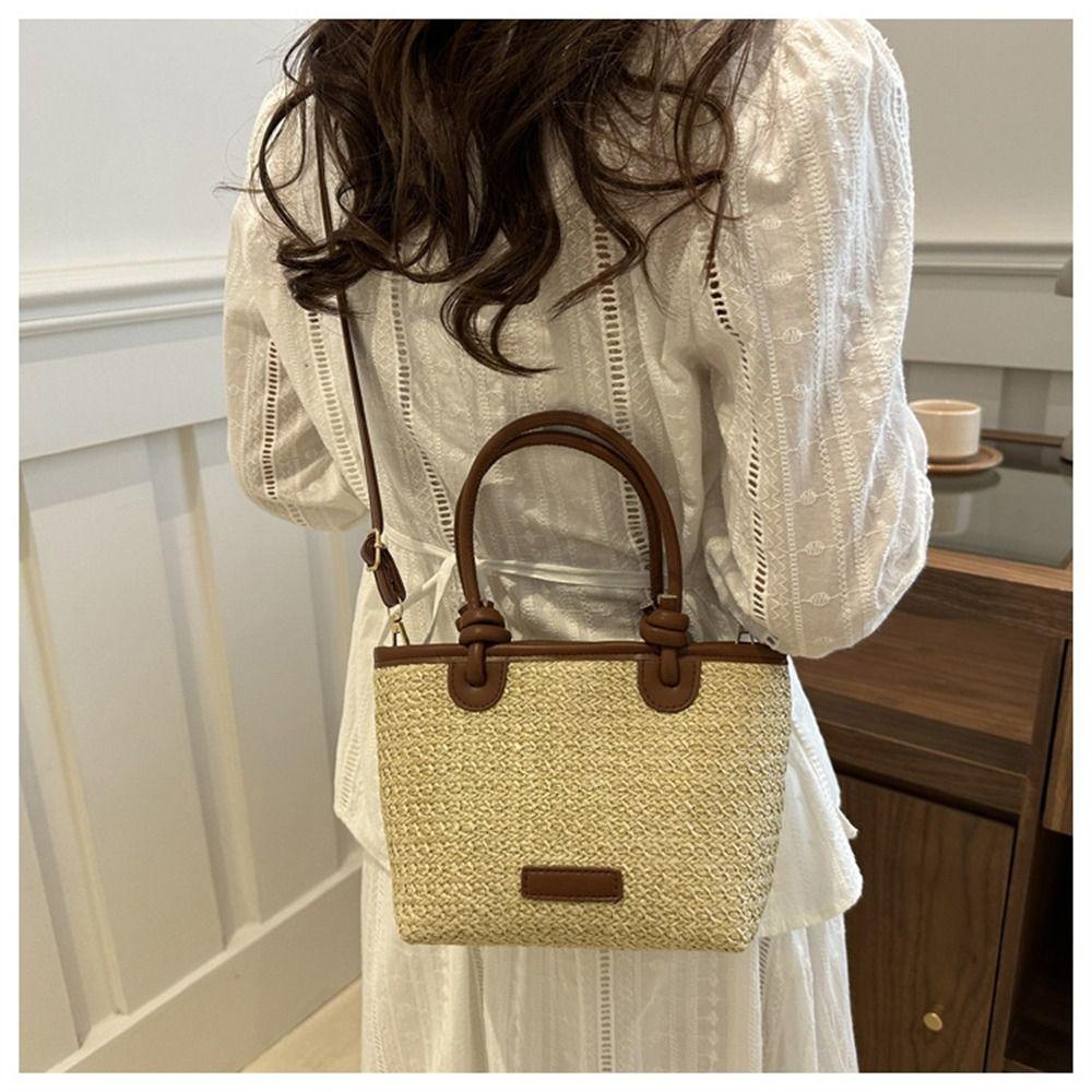 Cute Woven Rattan Shoulder Bags Fashion Large Capacity Straw Bag for Women Girls Handmade Braid Tote Bags Big Handbags