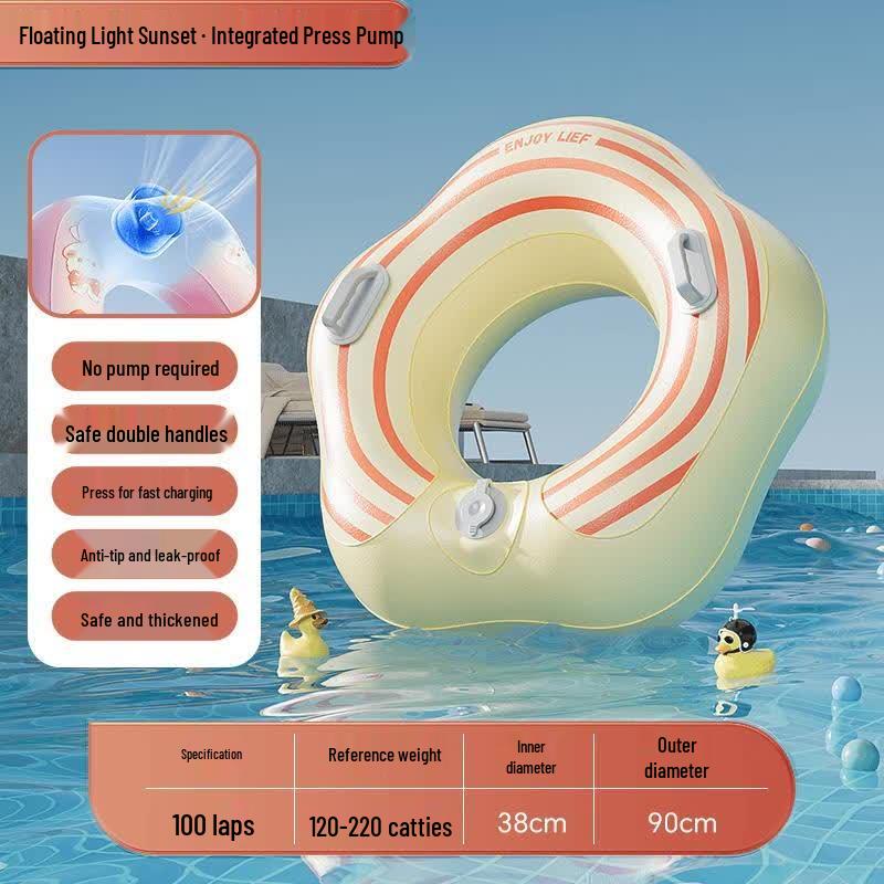 HANDUNYOU Press-to-Inflate Anti-Tip Underarm Swim Ring