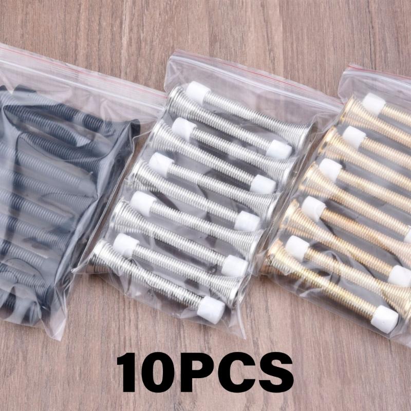 10Pcs Heavy Duty Spring Door Stoppers with Rubber Bumper AntiCollision Wall Protector for Kitchen, Bedroom, Office