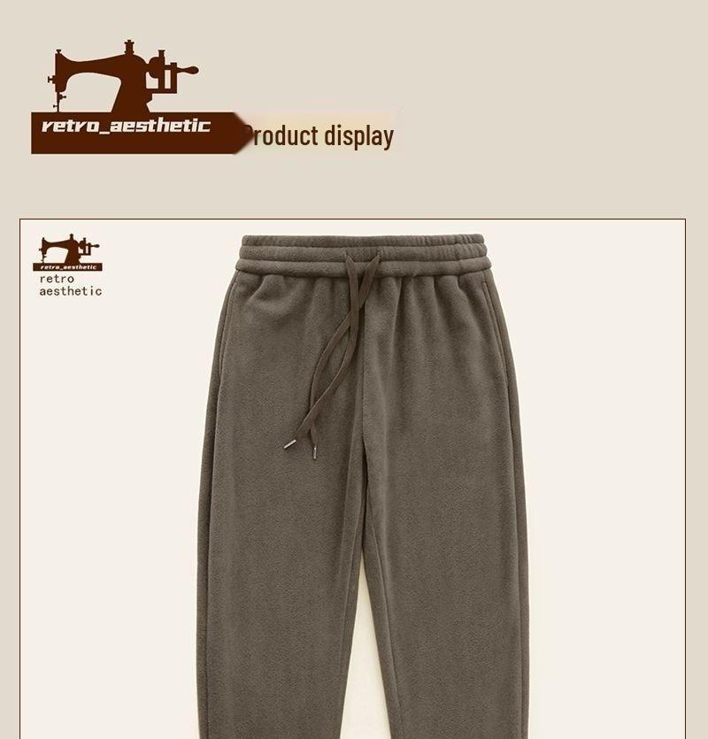 Unisex Heavyweight Fleece Windproof Sweatpants - Thick, Warm, Cuffed Outdoor Pants for Autumn and Winter