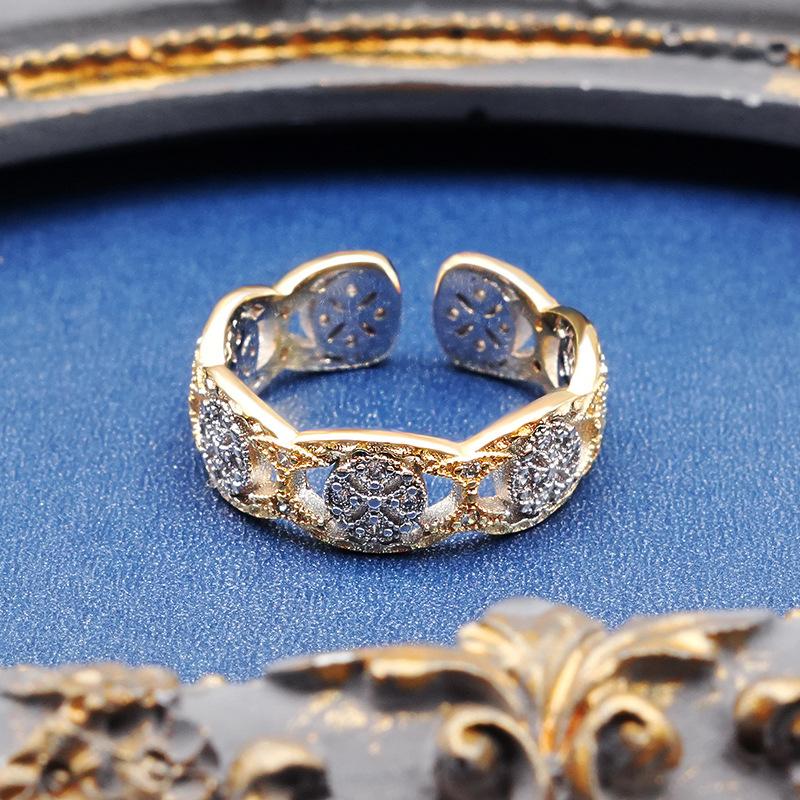 Set Inele Buccellati Femei Dantelă Gol Gravat Plin Diamant Încrustat Bijuterii de Mână High-end
