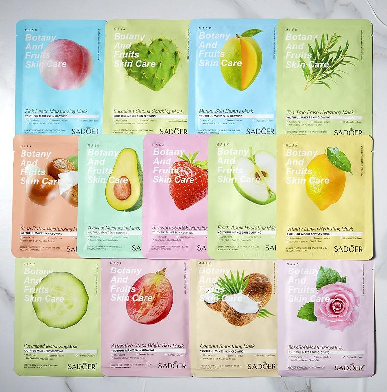 5pcs Moisturizing Facial Mask with Natural Fruit Extracts - Multiple Flavor | Intense Nutrition for Velvety Skin