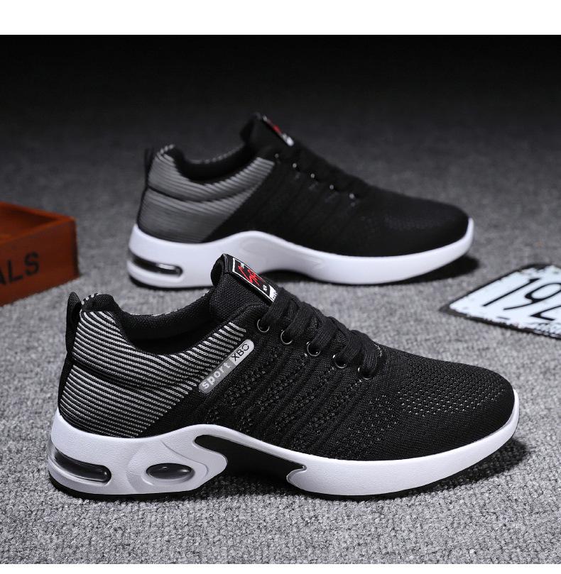 Cross-Border Plus Size Men's Summer Fly-Knit Air Cushion Sneakers - Breathable Casual Mesh Running Shoes