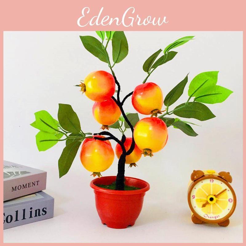 Eight Large Pomegranate Plastic Simulated Fruit Potted Decorations With Pot