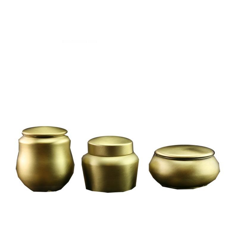 Incense Powder Jar Vintage Pure Copper High Lid Mini Tea Jar Home Indoor Tea Room Incense Decoration Aromatherapy Appliance