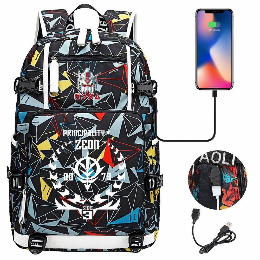 Nuovo Zaino Scolastico Stampato Mobile Suit Gundam per Studenti Adolescenti Uomo Donna Zaino da Viaggio Grande Capacità per il Tempo Libero