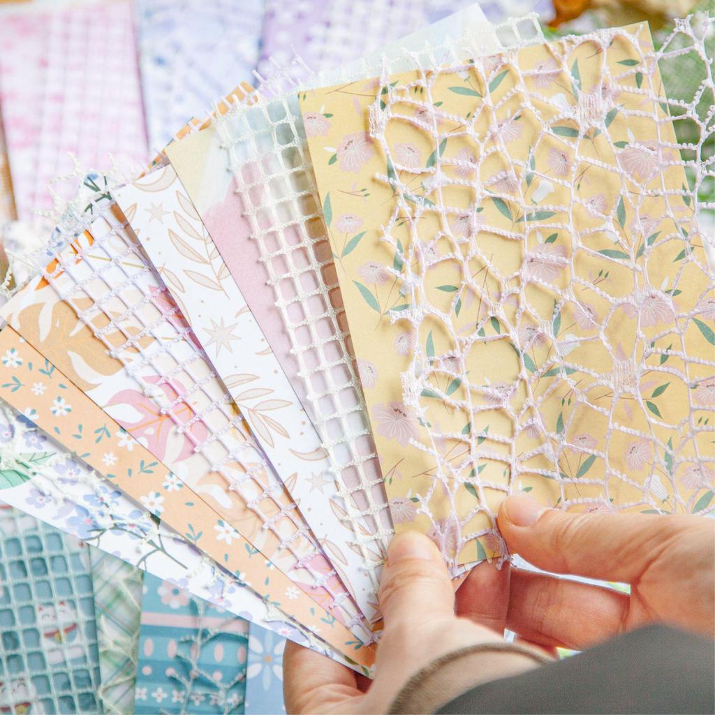 Retro Story Series: Warm Sun Mixed Material Paper Journal Flower Collage - 6 Styles