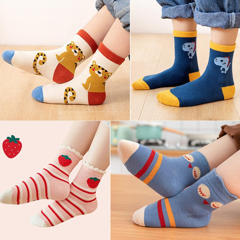 5 Pairs Baby Cotton Socks Soft Cartoon Short Socks For Newborn Toddler Kids Boys Girls Age 0-10 Years Cute Sports Ankle Socks