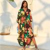 Fashion V Neck Summer Sunscreen Smock Long Plus Size Beachwear Shirt Loose Casual Bikini Cover-Ups for Women