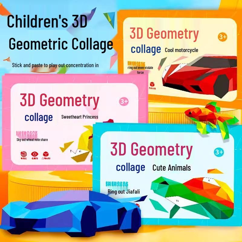 

Handmade 3D Geometric Collage Educational Stickers for Toddlers