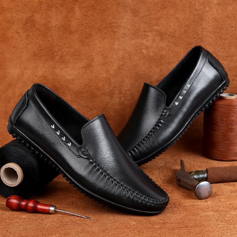 Mode Luxusmarke Echtes Leder Herren Freizeitschuh Atmungsaktive Büro-Slipper Hohe Qualität Slip-on Fahrschuhe Handgefertigte Herren Mokassins