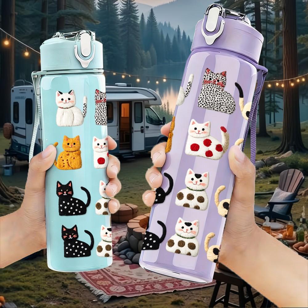 1PC Cat Breed Variety Collection Print 750ml Color Plastic Sports Water Bottle Leakproof Flip Straw Lid Suitable for Sports Office Home Use