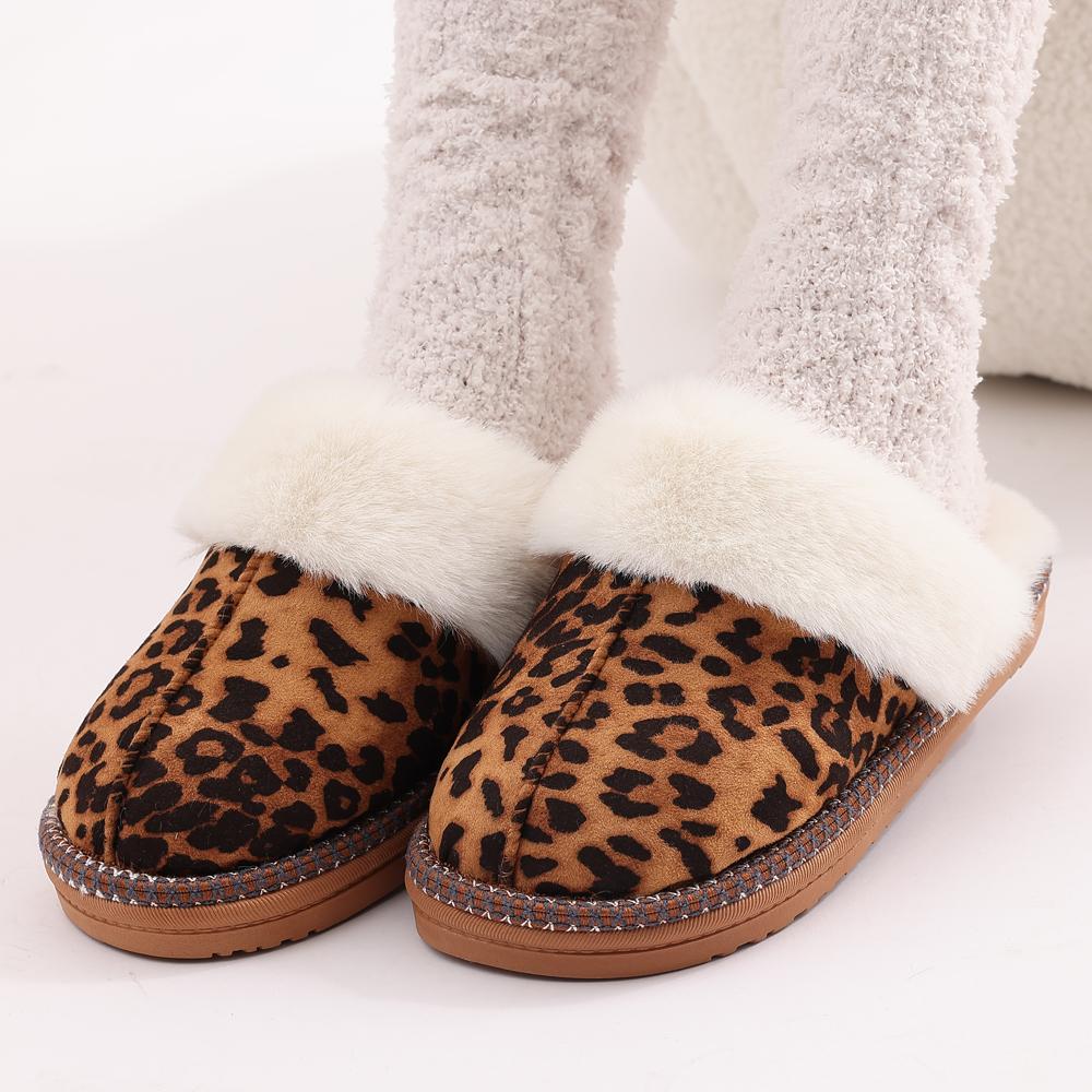 Fashion Kidmi Fashion Fuzzy Cotton Slippers For Women Indoor Non-slip Faux Fur Collar Fluffy Slides Winter Soft Cozy Plush House Shoes